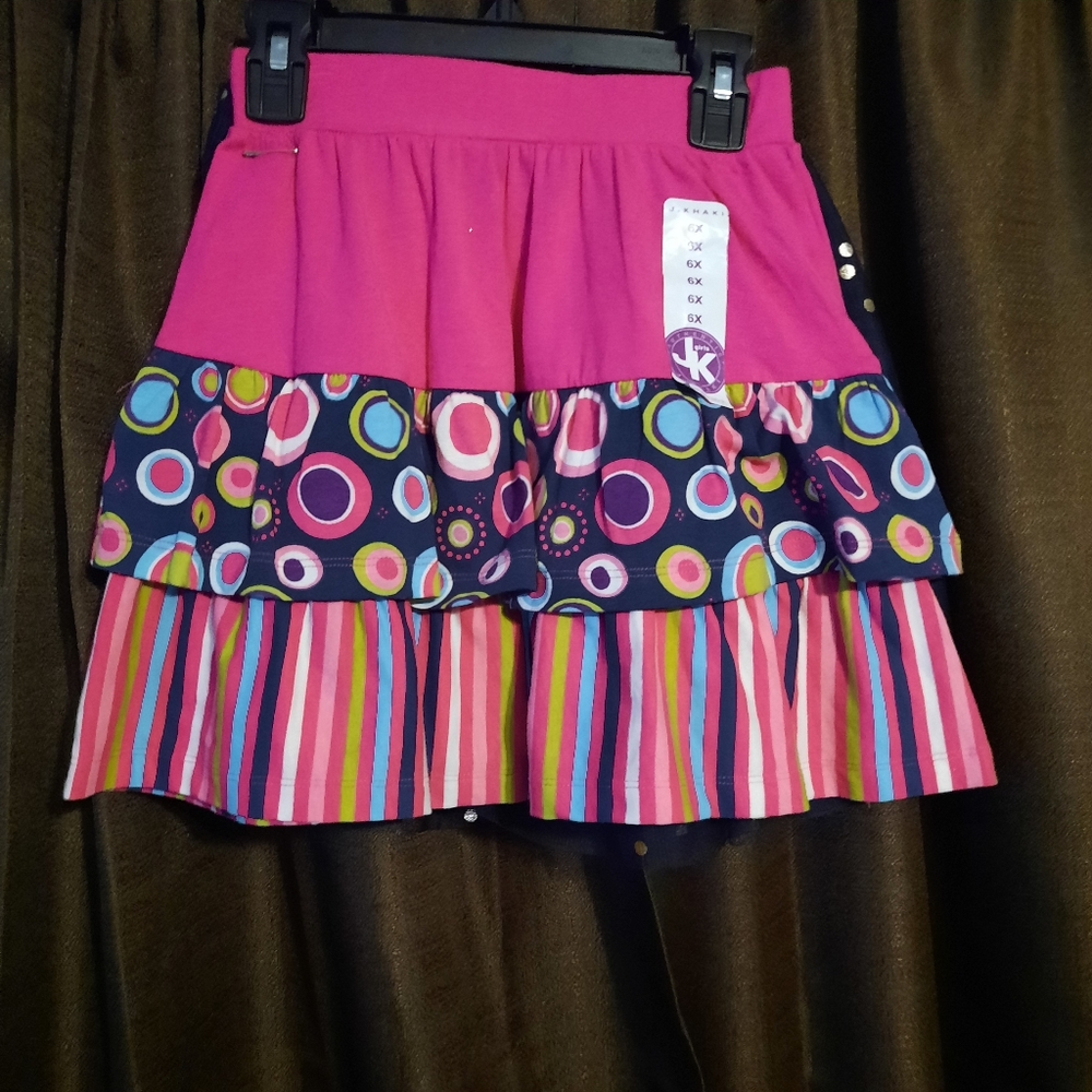 2 Girls Shirts Size 6X 1-Pink 1- blue with gold dots